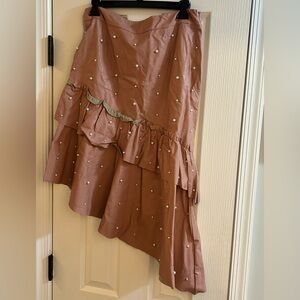 Blush Pink Ruffled Skirt with Pearl Accents